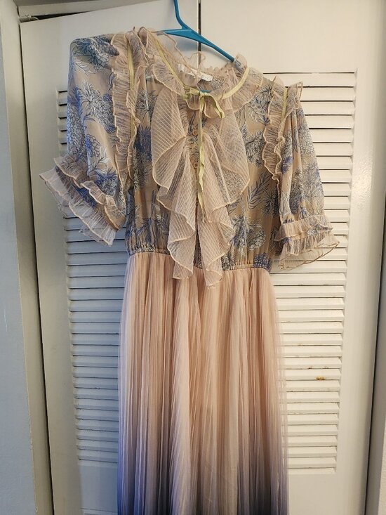 Chicwish Dresses & Skirts - NWT Chicwish Blue and Cream Ruffled Dress new